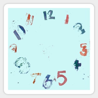 Clock with Numbers, watercolor Sticker